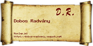 Dobos Radvány névjegykártya